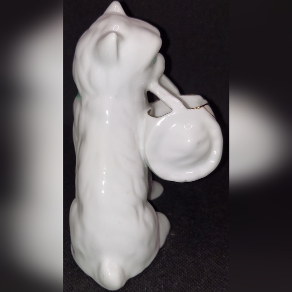 Vista Alegre Portuguesa Cat Figurine W/Basket Green Eyes Tooth Pick Holder - Picture 4 of 7